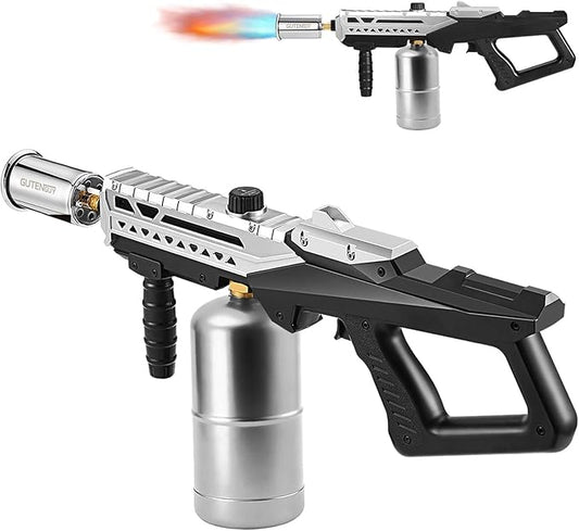 Powerful Propane Grill Torch Gun, Sous Vide Torch With Adjustable Flame, Flamethrower Gun Charcoal Lighter for BBQ, Campfire, Searing Steak, Cooking (Tank Not Included)