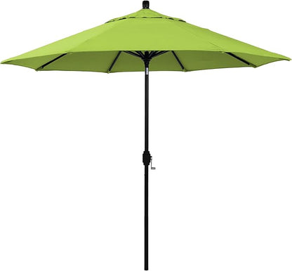 California Umbrella 12-Year-Non-Fading, 9Ft Premium Sunbrella Patio Umbrella, Hand-Crank, Button-Tilt, Black Frame, Macaw Fabric