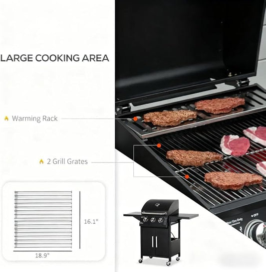 Portable Charcoal Grill with Wheels, Outdoor BBQ Grill & Smoker Combo, Large Camping Charcoal Grills for Backyard, Asador de Carbon con Ruedas, Parrilla de Carbon Portatil,A8