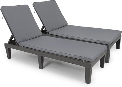 YITAHOME Chaise Lounge Chairs for Outside with Cushion & Adjustable Backrest, Sturdy Loungers for Patio Poolside, Easy Assembly & Waterproof & Lightweight with 265lbs Weight Capacity, Set of 2, Black