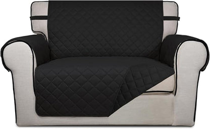PureFit Reversible Quilted Sofa Cover Dog Couch Covers for Sofa, 28 in | Black/Black, Water Resistant Couch Protector, Washable Pet Couch Cover with Non Slip and Elastic Straps For Kids