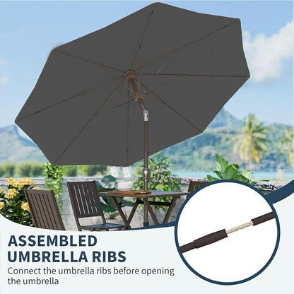 PatioKingdom 11FT Patio Umbrella,Outdoor Umbrella with Push Button Tilt and Crank,Market Table Umbrella with 8 Sturdy Fiberglass Ribs UV Protection