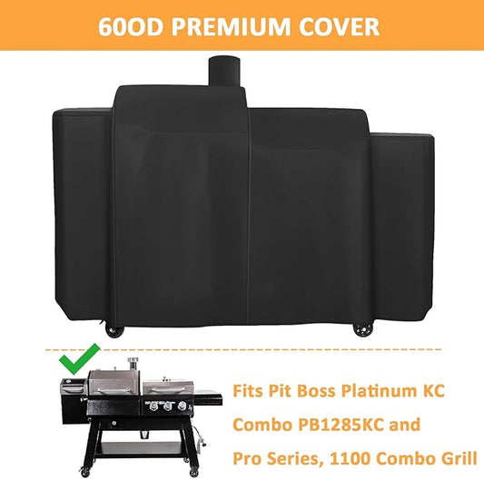 Grill Cover for Pit Boss Platinum KC Combo PB1285KC, 600D Heavy Duty Waterpoorf UV Outdoor Fade Resistant B BQ Grill Cover for Pro Series, 1100 Combo Grill
