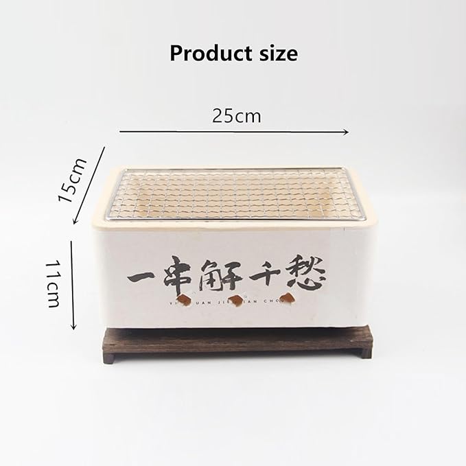 Hibachi Grill BBQ Foldable Barbecue Charcoal Grill Easy for Installation with Adiabatic Wood Board for Indoor and Outdoor Cooking Backyard Camping Picnics Beach