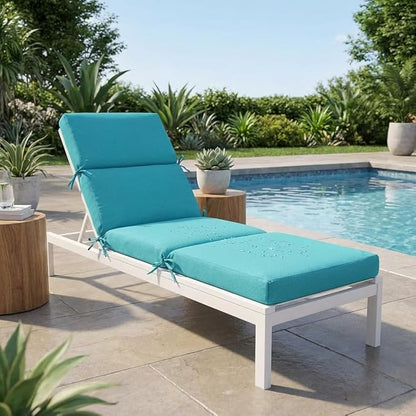 3" Solid Outdoor Lounge Chair Cushion, 74 x 22.5 inch Weather Resistant Chaise Lounge Cushion with 6 Ties for Patio Pool Furniture