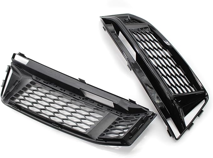 Fog Lamps Cover Front Fog Light Grill S4 A4 B9 SLine for Gloss Black Honeycomb Style