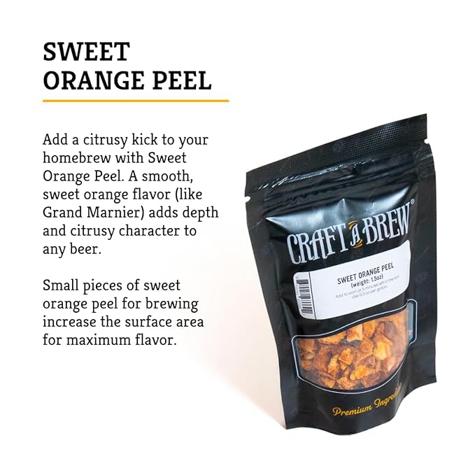 Craft A Brew - Sweet Orange Peel - For Beer Brewing - Adds Citrus Flavor to Your Homebrew - Smooth, Sweet, Orange Flavor - 1.5 oz Pack