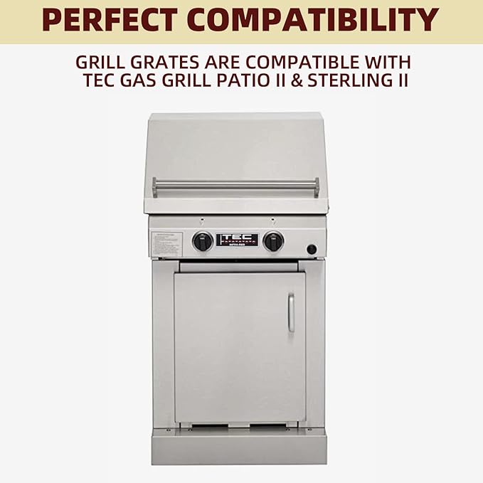 Grill Grate for TEC Gas Grill Patio II Stainless Steel Cooking Grates Replacement for TEC Gas Grill Sterling II, 12.8" W x 14.9" L, 2 Pack