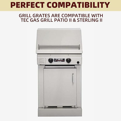 Grill Grate for TEC Gas Grill Patio II Stainless Steel Cooking Grates Replacement for TEC Gas Grill Sterling II, 12.8" W x 14.9" L, 2 Pack