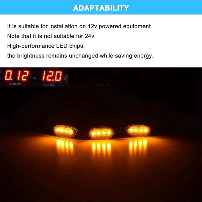 3X Front Grill Lights for Grilles 10-14 & 17-21 Smoked Lens Yellow LED Parking/Running