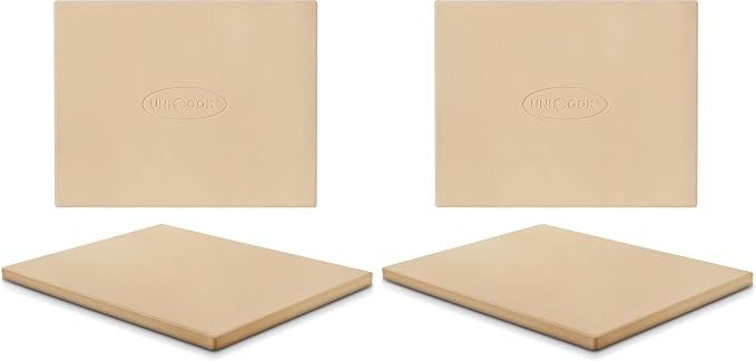 Unicook Pizza Stone, Heavy Duty Cordierite Pizza Pan for Oven and Grill, Thermal Shock Resistant Baking Stone for Bread, 15 X 12 Inch Rectangular, 6.8 lbs (Pack of 2)