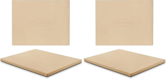 Unicook Pizza Stone, Heavy Duty Cordierite Pizza Pan for Oven and Grill, Thermal Shock Resistant Baking Stone for Bread, 15 X 12 Inch Rectangular, 6.8 lbs (Pack of 2)