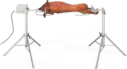 Electric Rotisserie Grill Kit, 46" Pig Lamb Spit Roaster Stand Rotisserie w/Adjustable Height,Asador de Puerco, Charcoal Spit Rod Stainless Steel for Party Barbecue, 176 Lbs Capacity