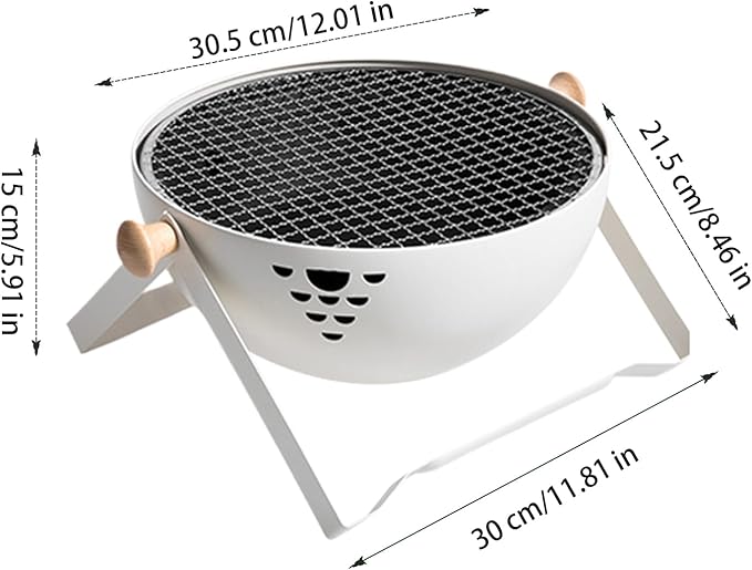 Charcoal Stove, Foldable Portable Barbeque Stove, Barbeque Grill with Anti-Scalding Handle, for Outdoor Garden Table Travel Picnic Pan-Fried Meat Tea Brewing Hot Pot Cooking