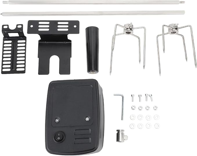 Universal Rotisserie Grill Kit, Rotisserie Kit with 304 Stainless Steel Spit Rods, and and Electric Power Source, Load Capacity 15kg food