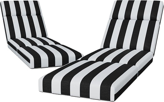 2 Pcs Chaise Lounge Cushions Outdoor, 80 x 26 x 4 Inch Lounge Chair Cushions for Outdoor Furniture - Waterproof Lounge Patio Replacement Cushion, 4In Fade-Resistant ThickPatio Chaise Lounge Cushion