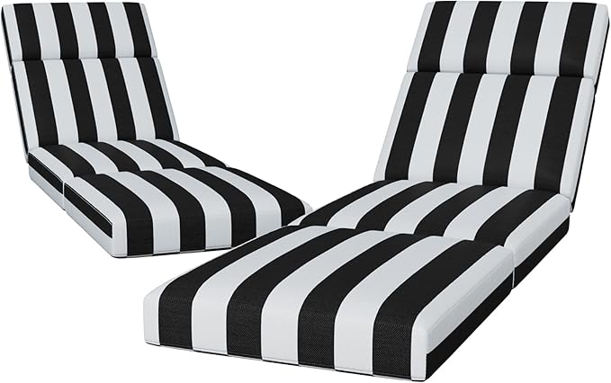 2 Pcs Chaise Lounge Cushions Outdoor, 72 x 21 x 4 Inch Lounge Chair Cushions for Outdoor Furniture - Waterproof Lounge Patio Replacement Cushion, 4IN Thick Fade-Resistant Patio Chaise Lounge Cushion