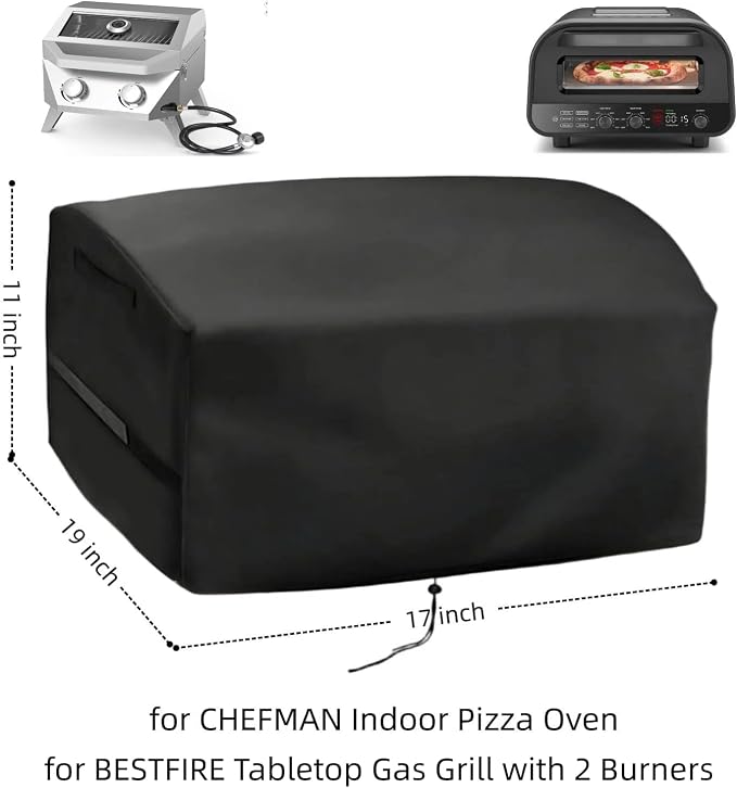 Pizza Oven Cover for BESTFIRE Gas Grill 2 Burner,for CHEFMAN Pizza Oven | 17x19x11,Waterproof Dustproof Heavy Duty Oxford Fabric,for Bestfire 2 Burner Grill BFEQT42CAS-T,for Chefman 12 In Oven