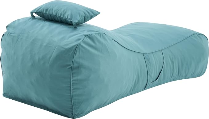 Christopher Knight Home Morton Outdoor Bean Bag Chair Set of 2, Fabric Bean Bag Chair for Adults and Kids, Indoor/Outdoor Sun Lounger with Headrest, Patio Chaise Lounge Chair Set of 2, Teal