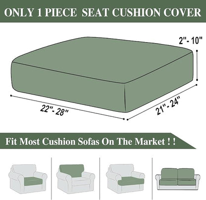 LA MEACK Couch Cushion Cover Seat Cushion Cover Stretch Armchair Cover Separate Sectional Sofa Slipcovers Furniture Protector(1 Piece for Seat or Sofa Backrest, Green)