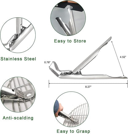 BBQ Ash Removal Tool Set for Big Green Egg Accessories, Kamado Grill Cleaning Tools Include Ash Rake and Ash Pan and Grill Grate Lifter(AT+AP+GG)