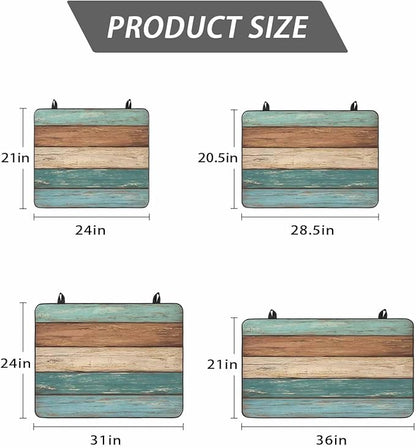 Stove Top Covers for Electric Stove 36x21 Inches,Turquoise Brown Retro HeatResistant Glass Cooktop Protector,Vintage Farmhouse Wood Grain Ceramic Stovetop Countertop Covers Mat,Distressed Oven Cover