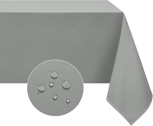 Softalker Rectangle Tablecloth, Waterproof Table Cloths Wrinkle Free Fabric Washable Polyester Table Cover for Dining Tables Party Outdoor Camping Parties Buffet - 60 x 102 inch, Light Grey