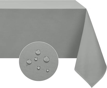 Softalker Rectangle Tablecloth, Waterproof Table Cloths Wrinkle Free Fabric Washable Polyester Table Cover for Dining Tables Party Outdoor Camping Parties Buffet - 60 x 120 inch, Light Grey