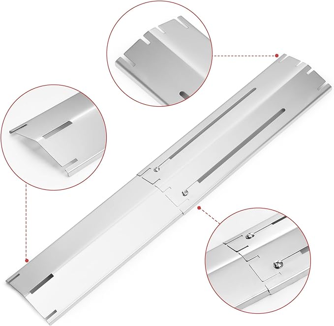 Adjustable Tent Shield Stainless Steel Grill Replacement Parts, Heat Plates Extend from 11.7" to 21" for Expert Grill Parts Burner Covers, Universal Heat Tent Kits for Charbroil Brinkmann Nexgrill