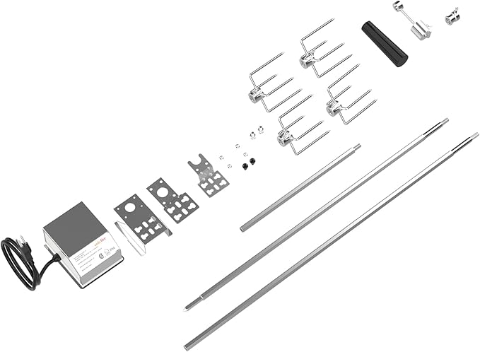 onlyfire Universal Grill Replacement Rotisserie Kit - 45'' & 53'' X 1/2'' Hexagon Spit Rod, Stainless Steel Electric Motor