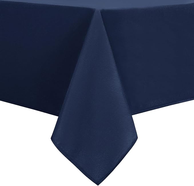 DWCN Rectangle Tablecloth - 52 x 70 Inch - Waterproof Stain and Wrinkle Resistant Washable Table Cloth, Decorative Fabric Table Cover for Kitchen Dining Room Party and Outdoor Use, Navy Blue