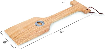 PICNIC TIME Star Wars Mandalorian Mythosaur Skull Hardwood BBQ Grill Scraper with Bottle Opener, Bristle Free Wooden Grill Cleaning Tool with Hanging Loop for Outdoor Cooking, (Natural Wood)