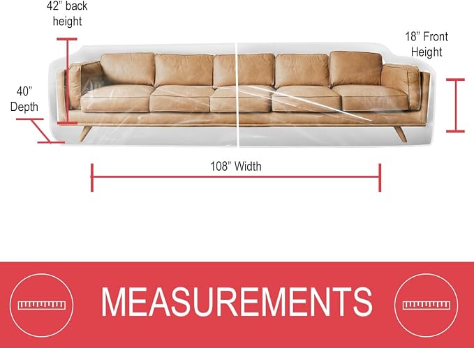 LAMINET Thick Crystal Clear Heavy-Duty Water Resistant Sofa/Couch Cover - Perfect for Protection Against CAT/Dog Clawing, Kids and Grandkids - Large Sofa - 42" BH x 18" FH x 108”W x 40”D
