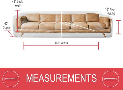 LAMINET Thick Crystal Clear Heavy-Duty Water Resistant Sofa/Couch Cover - Perfect for Protection Against CAT/Dog Clawing, Kids and Grandkids - Large Sofa - 42" BH x 18" FH x 108”W x 40”D