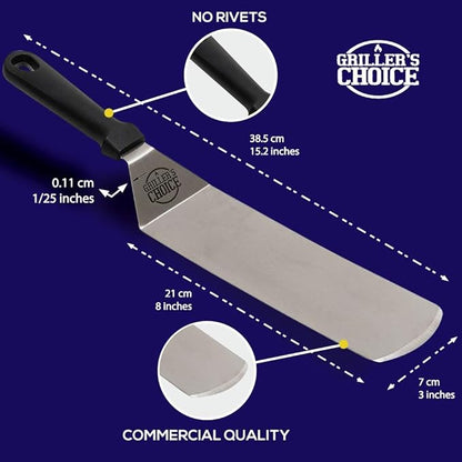Griller's Choice Professional Stainless Steel Griddle Accessories, Flat Top Grill Accessories Kit, Machine Washable, Durable & Ergonomic Design for Chefs and Home Cooking Enthusiasts