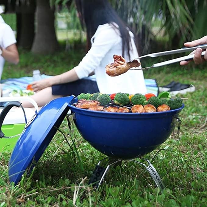 Portable Grills Portable Charcoal Grill, stainless steel round oven Dual, Venting System for Outdoor Courtyard Picnic Camping Tailgating BBQ Kettle Camping BBQ