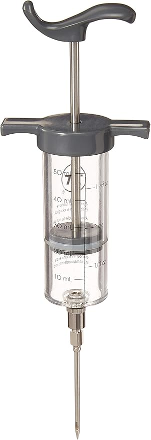 Outset Q120 Marinade Injector with Removable Needle, Stainless Steel and Plastic