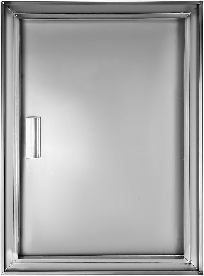 Outdoor Kitchen Door 20" W x 27" H Stainless Steel BBQ Single Access Door Flush Mount Vertical Wall Doors with Handle Suitable for Grilling Station Outside Cabinet Outdoor Kitchen