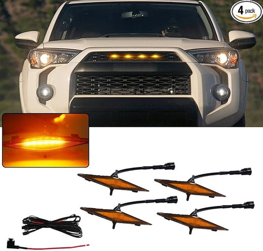 4pcs Amber LED Grille Lights for 2014-2019 Toyota 4Runner TRD Pro Grille SR5 TRD Off-Road Limited TRO Pro
