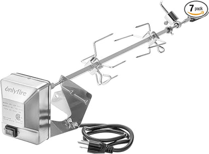 onlyfire Stainless Steel BBQ Rotisserie Kit for Weber Gas Grills | Fits for Weber Genesis 310/330(Year Under 2016), Spirit 310/330 Series Gas Grills, 3/8" Square Spit Rod
