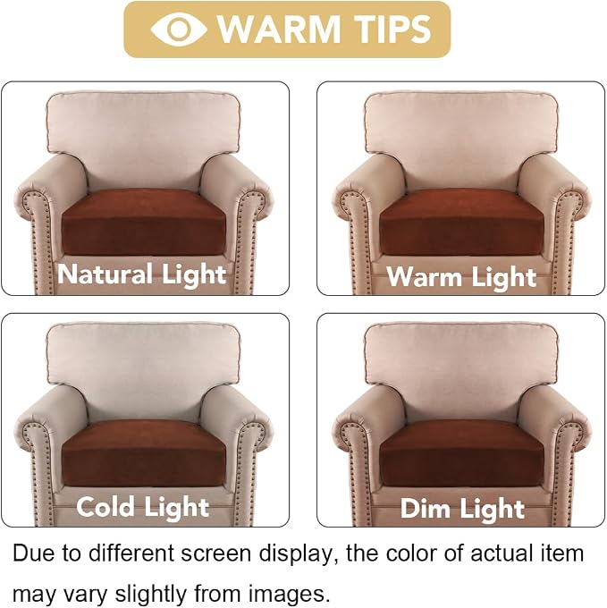 H.VERSAILTEX Velvet Stretch Couch Cushion Cover Plush Cushion Slipcover for Chair Cushion Furniture Protector Seat Cushion Sofa Cover(1 Piece Armchair Cushion Cover, Rust)
