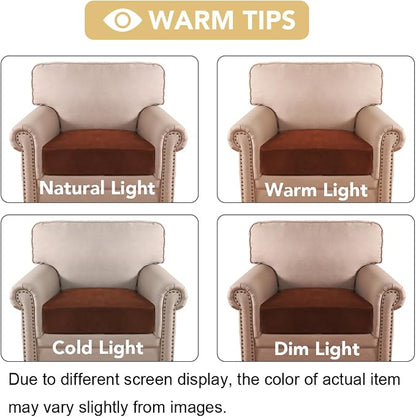 H.VERSAILTEX Velvet Stretch Couch Cushion Cover Plush Cushion Slipcover for Chair Cushion Furniture Protector Seat Cushion Sofa Cover(1 Piece Armchair Cushion Cover, Rust)
