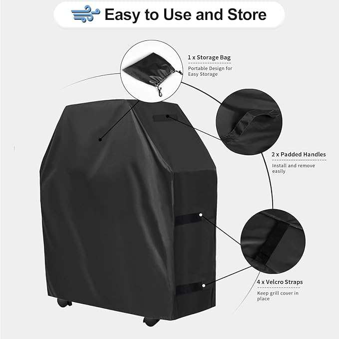 OutdoorLines Waterproof Heavy Duty BBQ Grill Cover - Universal Barbecue Grill Covers UV Resistant Barbeque Gas Grill Cover for Outdoor Outside Grill, 32L x 24W x 43H Inch, Black