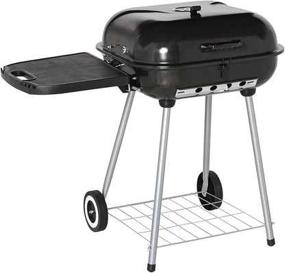 21" Portable Charcoal Grill with Wheels and Bottom Shelf