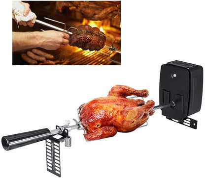 Electric BBQ Grilling Rotisserie Spit Roaster Charcoal Motor Rod Kit with Meat Forks for Pig Chicken Beef Battery Type