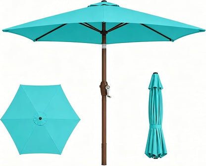 7.5ft Patio Umbrella, Outdoor Table Market Umbrella with Smooth Crank Lift, 6 Windproof Fiberglass Ribs, UPF50+ UV Protection for Deck, Pool, Garden and Backyard