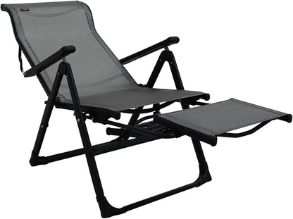 Caravan Sports Ergo+ - Adjustable Outdoor Patio Camping Lounge with Footrest & Headrest, Steel Frame Weather-Resistant Fabric – Folding Outdoor Chair