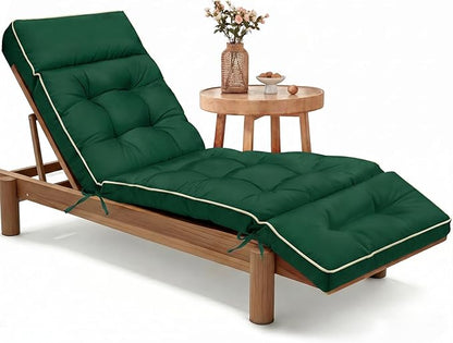 MAGIC ELEPHANT Chaise Lounge Cushion Outdoor, Memory Foam Patio Lounge Chair Cushion with Ties for Outdoor Furniture, 74 x 22 x 4 Inch (Green)