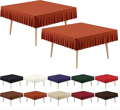 PARTISKY Rust Spandex Square Tablecloths 54x54 Inch, 2 Pack Wrinkle Free Fitted Card Table Cloth Stretch Square Table Cover for Kitchen Dinner, Holiday Party, Wedding Banquet, Display Trade Show