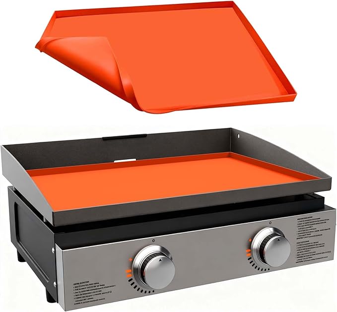 22" Silicone Griddle Mat Cover for Blackstone, Protect Your Blackstone from Dirt and Rust Throughout the Year, Waterproof and Insect-Proof Mattress Protector, Food Grade Silicone Grill Mat (Orange)